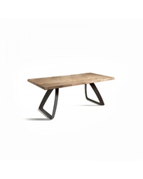 [S-OM/243/RO] Tavolo allungabile in rovere impiallacciato con gambe in metallo, 160-240x90x76 cm