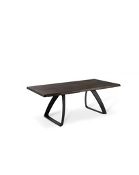 [S-OM/310/RT] Tavolo fisso in rovere impiallacciato con gambe in metallo, colore rovere termocotto e nero, dimensioni 90x160x76 cm