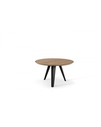 [S-OM/421/RO] Tavolo fisso Henry, rovere impiallacciato crudo con gambe in metallo nero, 0x130x76cm