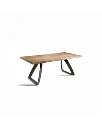 [S-OM/245/RO] Tavolo fisso in rovere impiallacciato e gambe in metallo, 100x200x76 cm