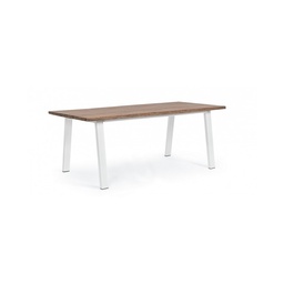 [S-B0806909] Tavolo da giardino Bianco-Naturale 100x200 cm