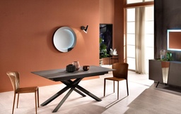 [S-OM/350/GS] Tavolo allungabile in HPL su MDF, gambe in metallo, 170/270x90x76 cm, colore grigio scuro e nero