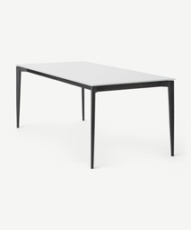 [S-OM/457/BI] Tavolo allungabile elegante, 190-270x90, con top in vetro e gambe in metallo