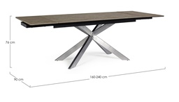 [S-B0731231] Tavolo allungabile acciaio ceramica Arzachel cm 160/240 x 90
