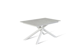 [S-OM/433/CB] Tavolo allungabile in cemento bianco, con gambe in metallo, 90x140-190x76 cm