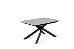 [S-OM/434/CB] Tavolo allungabile in cemento bianco e nero, 90 cm x 140-190 cm x 76 cm, con gambe in metallo