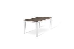 [S-OM/430/CG] Tavolo allungabile in cemento grigio e metallo bianco, 80x130-290x76 cm