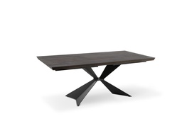 [S-OM/425/RT] Tavolo allungabile con top in rovere termocotto, gambe in metallo, colore nero - 160/240x90x76h cm