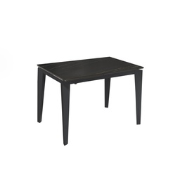 [S-OM/312/MN] Tavolo allungabile con top in ceramica, gambe in metallo, colore portoro e antracite, 120/170x80x76 cm