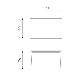 [S-OM/312/MG] Tavolo allungabile in ceramica con gambe in metallo, 120/170x80x76 cm, con top in marmo antracite e allunghe in marmo bianco