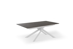 [S-OM/351/RU] Tavolo allungabile con superficie in ruggine e gambe bianche, dimensioni 170/270x90x76 cm