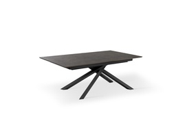 [S-OM/350/RU] Tavolo allungabile con top in ruggine e gambe nere, 170/270x90x76h cm, materiale top: HPL, gambe: alluminio