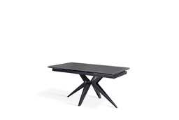[S-OM/436/GV] Tavolo allungabile in ceramica grigio vintage con gambe in metallo nero opaco, 90x160-240x76 cm