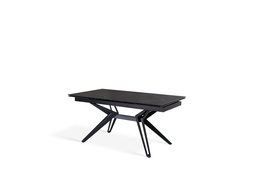 [S-OM/437/MN] Tavolo allungabile in ceramica marmo nero con gambe in metallo opaco, 90 cm x 160-240 cm x 76 cm