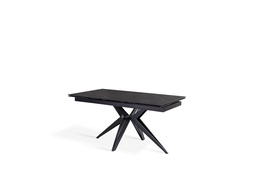 [S-OM/436/MN] Tavolo allungabile in ceramica marmo nero con gambe in metallo opaco, 90x160-240x76 cm