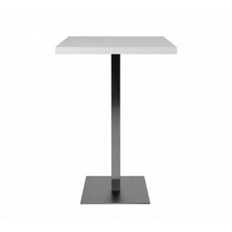 [S-FZ95739] Tavolo alto Quadrato 105 cm piano bianco e base cromo   cm 70x70xh.105