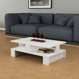 [S-FZ96948] Tavolo da salotto Mansu bianco doppio ripiano