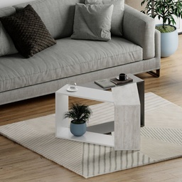 [S-FZ97591] Tavolo da salotto Trio colore cemento bianco