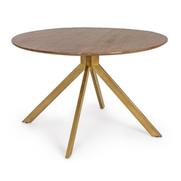 [S-B0746832] Tavolo in legno stile vintage per 6 persone Ø120a - 76h