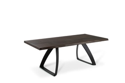 [S-OM/245/RT] Tavolo in rovere termocotto con gambe in metallo nero, dimensioni 100x200x76