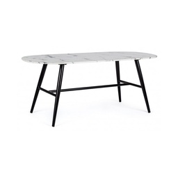 [S-B0732898] Tavolo ovale effetto marmo 110x50x45h cm
