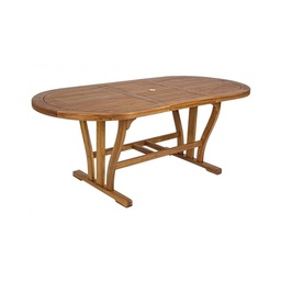 [S-B0805130] Tavolo per esterno ovale allungabile in legno di Acacia 150/200x90x h74 cm