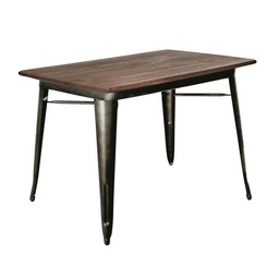 [S-V8031850000] Tavolo Urban Industrial Ferro Bristol Top in Legno Marrone 120x70h76