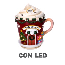[S-V6160430000] Tazza in resina con led giallo 28x23x31 cm