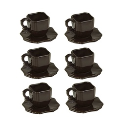 [S-V9171640000] Tazzina caffè carrube con piattino - 10,7 x 10,7 x 7 cm