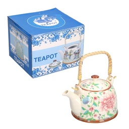 [S-V5860930000] Teiera ceramica con fiori, dimensioni 15x15x18 cm