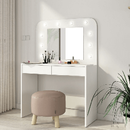 [S-FZ98591] Toilette 1780 con specchio luci e cassetti bianco