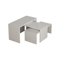 [S-FZ96924] Tris tavolini da caffe bianco Kanta 65x30xh.39 cm