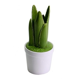 [S-V8524690000] Vaso in ceramica con cactus tondo 11,5x11,5x26,5 cm
