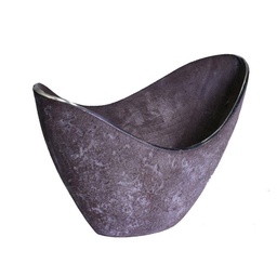 [S-V6075250000] Vaso Metallo Grigio Ovale Svasato 31x18x20 cm