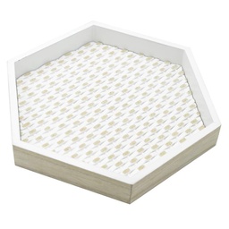 [S-V5919220000] Vassoio esagonale in legno, dimensioni 30x26x4 cm