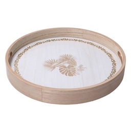 [S-V5959720000] Vassoio in Legno Bianco Tondo 35x4,5 cm