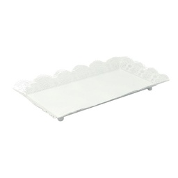 [S-V7019000000] Vassoio rettangolare in metallo bianco cm43x28