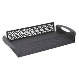 [S-V5926160000] Vassoio rettangolare in metallo grigio scuro con frecce - 41x20x6,5 cm
