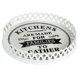 [S-V5910400000] Vassoio Metallo Bianco Tondo 25x8,5x4 cm