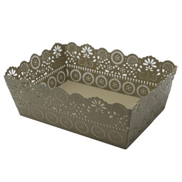 [S-V70185100TO] Vassoio rettangolare in metallo tortora 22x15x7 cm