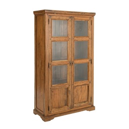 [S-B0742739] Vetrina 2 ante marrone in legno stile rustico
