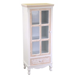 [S-V8041770000] Vetrina in legno con vetro e cassetto - 48x32x120 cm