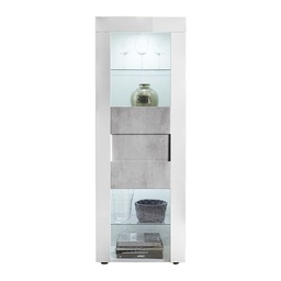 [59671] Vetrina moderna bianco lucido 1 anta grigio cemento L.61 P.42 H.167 cm