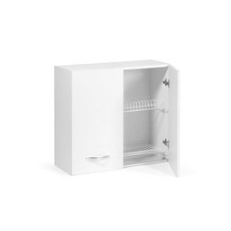 [S-A10094] Pensile scolapiatti per cucina Bianco Frassinato Cm 80x32xH 72 con 2 ante