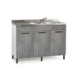 [S-A17626] Sottolavello da cucina grigio cemento 3 ante reversibile Cm 120x50xH 85