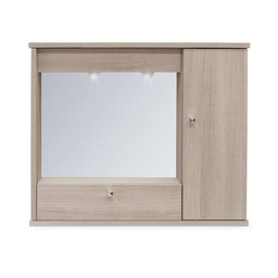 [S-A10542] Specchiera bagno mobile arredo moderno 1 anta con ribalta  olmo h.61x73x14