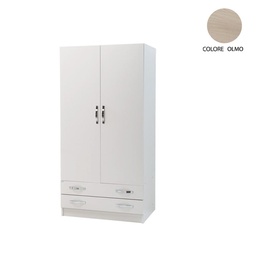 [S-A15605] Armadio 2 ante e 2 cassetti cassa Bianco frontale olmo Cm 91x52xH 210