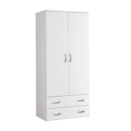 [S-A10487] Armadio da camera 2 ante e 2 cassetti bianco frassinato Cm 90x60xH 180