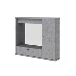 [S-A17620] Specchiera bagno grigio cemento mobile arredo moderno 1 anta con ribalta h.61x73x14