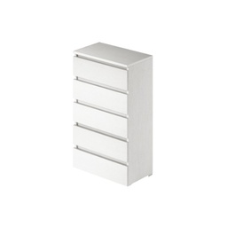 [SA-A10337] Cassettone Bianco Frassinato in Legno Nobilitato con 5 Cassetti H.124x75x40 cm